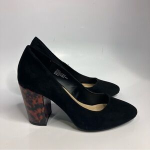 Faryl robin faux suede‎ block heel shoes black size 7
